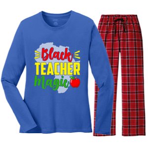 Black Teacher Magic African American Black History Month Gift Women's Long Sleeve Flannel Pajama Set 