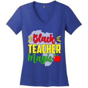 Black Teacher Magic African American Black History Month Gift Women's V-Neck T-Shirt