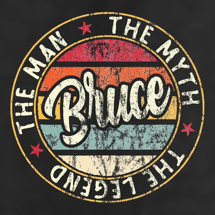 Bruce The Man The Myth The Legend First Name Bruce 7 Panel Mesh Trucker Snapback Hat