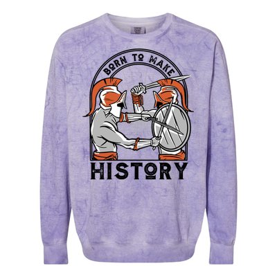 Born To Make History Spartan Colorblast Crewneck Sweatshirt