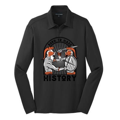 Born To Make History Spartan Silk Touch Performance Long Sleeve Polo