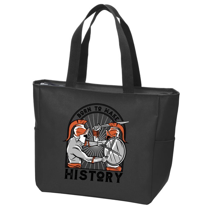 Born To Make History Spartan Zip Tote Bag