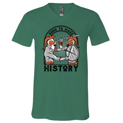 Born To Make History Spartan V-Neck T-Shirt