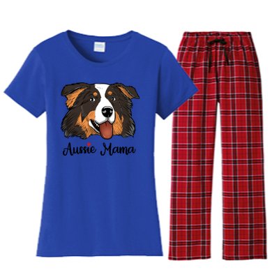 Black Tri Mom Heart Australian Shepherd Mom Aussie Mama Gift Women's Flannel Pajama Set