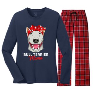 Bull Terrier Mama Bully Dog Mom Mothers Day Gift Women's Long Sleeve Flannel Pajama Set 