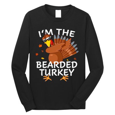 Bearded Turkey Matching Outfit Thanksgiving Pajamas Long Sleeve Shirt