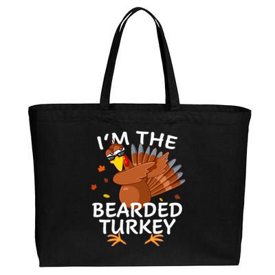 Bearded Turkey Matching Outfit Thanksgiving Pajamas Cotton Canvas Jumbo Tote