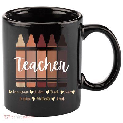 Black Teacher Melanin Crayons, Black History Month 11oz C Handle Ceramic Mug