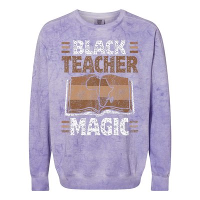 Black Teacher Magic Melanin Pride Black History Month Colorblast Crewneck Sweatshirt