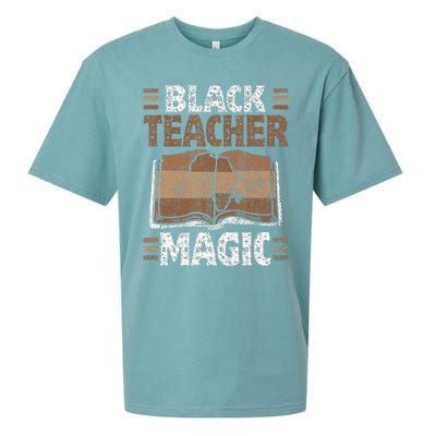 Black Teacher Magic Melanin Pride Black History Month Sueded Cloud Jersey T-Shirt