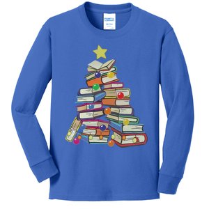 Books Tree Merry Christmas Book Lover Literature Readers Gift Kids Long Sleeve Shirt