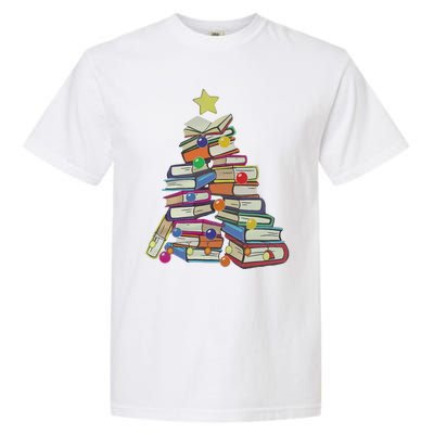 Books Tree Merry Christmas Book Lover Literature Readers Gift Garment-Dyed Heavyweight T-Shirt