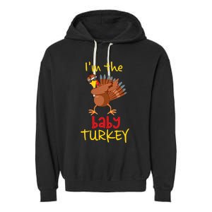 Baby Turkey Matching Family Group Thanksgiving Party Garment-Dyed Fleece Hoodie