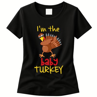 Baby Turkey Matching Family Group Thanksgiving Party Womens T-Shirt