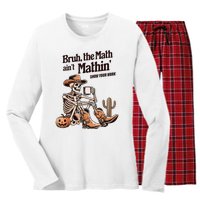 Bruh The Math AinT Mathin Show Your Work Halloween Teacher Women's Long Sleeve Flannel Pajama Set 