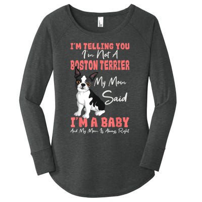 Boston Terrier Mom American Gentleman Dog Lover Mothers Day Women's Perfect Tri Tunic Long Sleeve Shirt