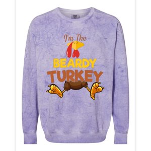 Beardy Turkey Matching Family Group Thanksgiving Gifts  Colorblast Crewneck Sweatshirt