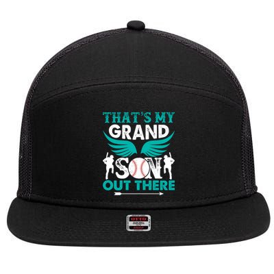 Baseball That's My Grandson Out There 7 Panel Mesh Trucker Snapback Hat