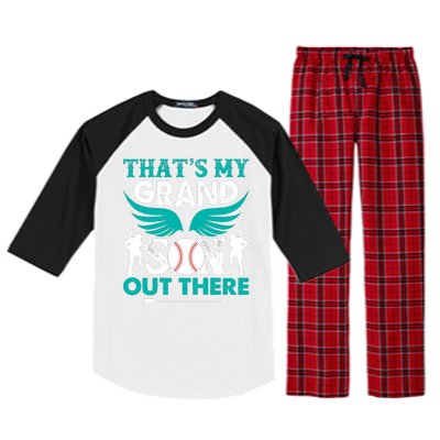 Baseball That's My Grandson Out There Raglan Sleeve Pajama Set