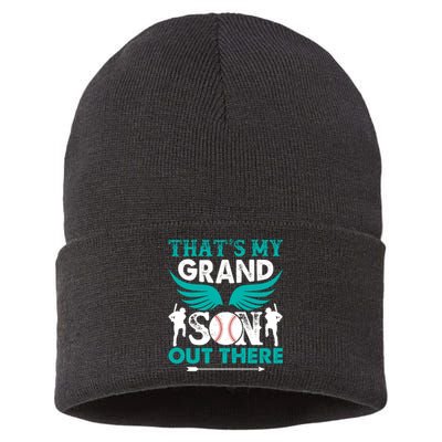 Baseball That's My Grandson Out There Sustainable Knit Beanie