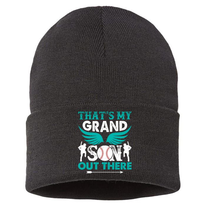 Baseball That's My Grandson Out There Sustainable Knit Beanie