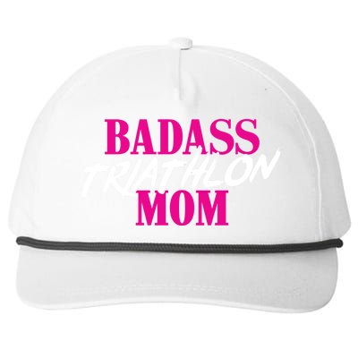 Badass Triathlon Mom Of A Triathlete Gift Snapback Five-Panel Rope Hat