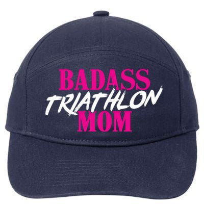 Badass Triathlon Mom Of A Triathlete Gift 7-Panel Snapback Hat