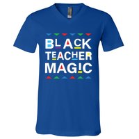 Black Teacher Magic Africa Melanin Pride Black History Month Gift V-Neck T-Shirt