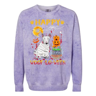 Bull Terrier Mummy Happy Woofgreat Giftlogreat Giftween Halloween Pumpkin Gift Colorblast Crewneck Sweatshirt