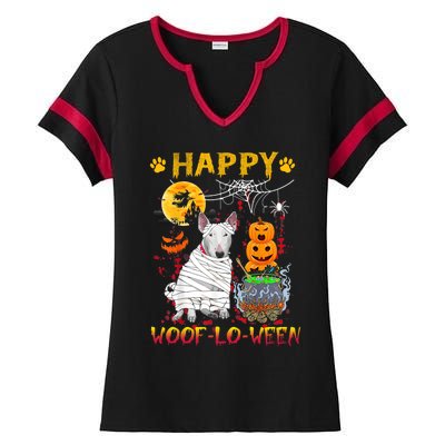 Bull Terrier Mummy Happy Woofgreat Giftlogreat Giftween Halloween Pumpkin Gift Ladies Halftime Notch Neck Tee