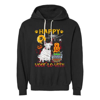 Bull Terrier Mummy Happy Woofgreat Giftlogreat Giftween Halloween Pumpkin Gift Garment-Dyed Fleece Hoodie