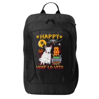 Bull Terrier Mummy Happy Woofgreat Giftlogreat Giftween Halloween Pumpkin Gift City Backpack