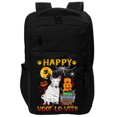 Bull Terrier Mummy Happy Woofgreat Giftlogreat Giftween Halloween Pumpkin Gift Impact Tech Backpack