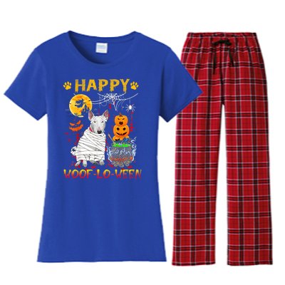 Bull Terrier Mummy Happy Woofgreat Giftlogreat Giftween Halloween Pumpkin Gift Women's Flannel Pajama Set