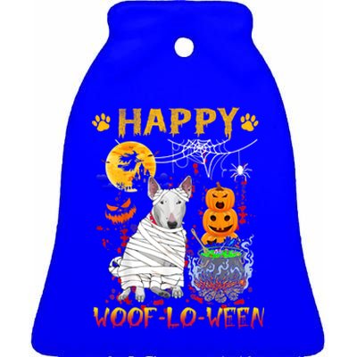 Bull Terrier Mummy Happy Woofgreat Giftlogreat Giftween Halloween Pumpkin Gift Ceramic Bell Ornament