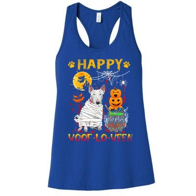 Bull Terrier Mummy Happy Woofgreat Giftlogreat Giftween Halloween Pumpkin Gift Women's Racerback Tank