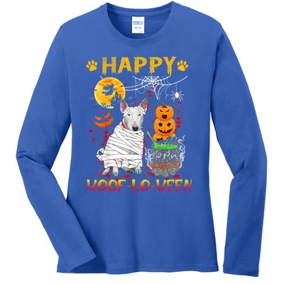 Bull Terrier Mummy Happy Woofgreat Giftlogreat Giftween Halloween Pumpkin Gift Ladies Long Sleeve Shirt