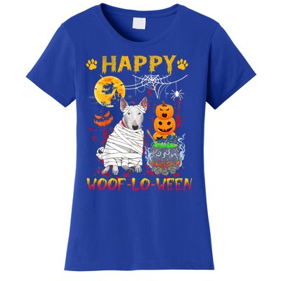 Bull Terrier Mummy Happy Woofgreat Giftlogreat Giftween Halloween Pumpkin Gift Women's T-Shirt