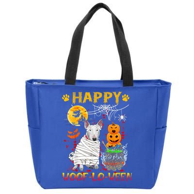 Bull Terrier Mummy Happy Woofgreat Giftlogreat Giftween Halloween Pumpkin Gift Zip Tote Bag