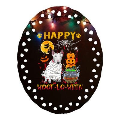 Bull Terrier Mummy Happy Woofgreat Giftlogreat Giftween Halloween Pumpkin Gift Ceramic Oval Ornament