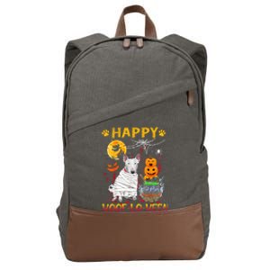 Bull Terrier Mummy Happy Woofgreat Giftlogreat Giftween Halloween Pumpkin Gift Cotton Canvas Backpack