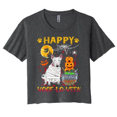 Bull Terrier Mummy Happy Woofgreat Giftlogreat Giftween Halloween Pumpkin Gift Women's Crop Top Tee