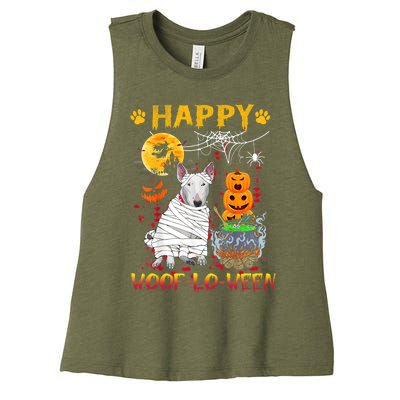 Bull Terrier Mummy Happy Woofgreat Giftlogreat Giftween Halloween Pumpkin Gift Women's Racerback Cropped Tank