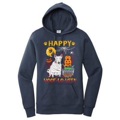 Bull Terrier Mummy Happy Woofgreat Giftlogreat Giftween Halloween Pumpkin Gift Women's Pullover Hoodie