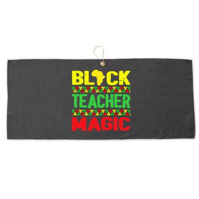 Black Teacher Magic Melanin Pride Juneteenth History Month Large Microfiber Waffle Golf Towel