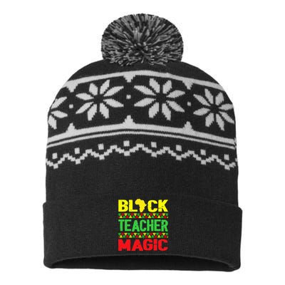 Black Teacher Magic Melanin Pride Juneteenth History Month USA-Made Snowflake Beanie