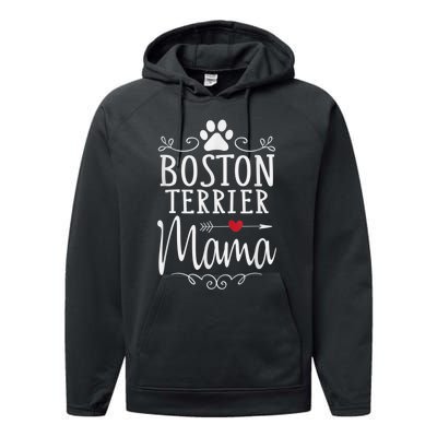 Boston Terrier Mama Funny Boston Terrier Lover Performance Fleece Hoodie