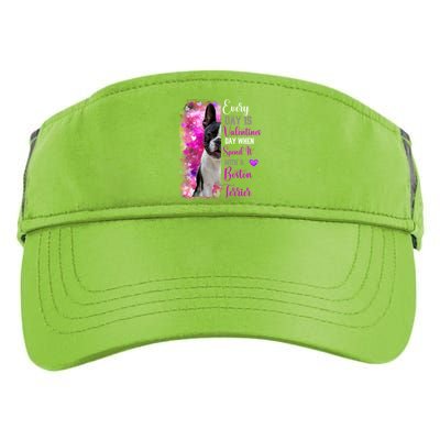 Boston Terrier Mom Funny Valentines Day Dog Lovers Hearts Cute Gift Adult Drive Performance Visor