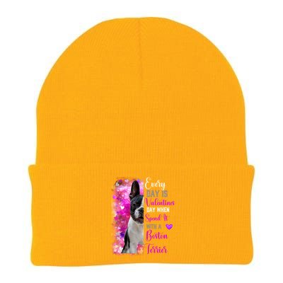 Boston Terrier Mom Funny Valentines Day Dog Lovers Hearts Cute Gift Knit Cap Winter Beanie