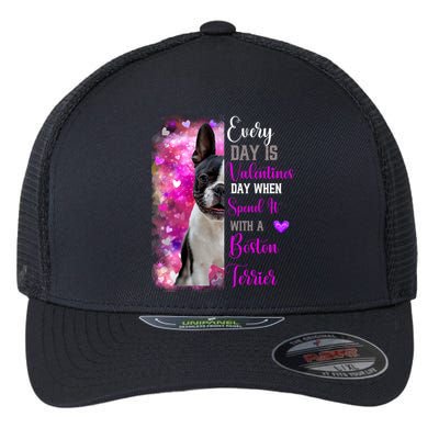 Boston Terrier Mom Funny Valentines Day Dog Lovers Hearts Cute Gift Flexfit Unipanel Trucker Cap